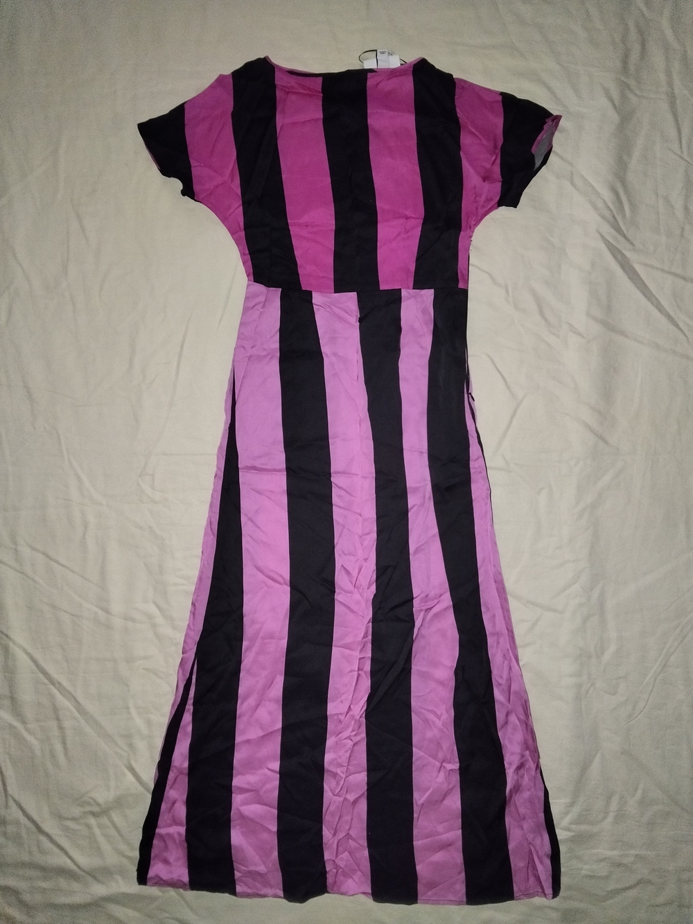 Christopher John Rogers Black and Magenta Vertical Stripe Maxi Dress